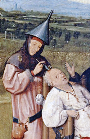 Hieronymus Bosch, „Der Steinschneider“ (um 1485). Abb. gemeinfrei