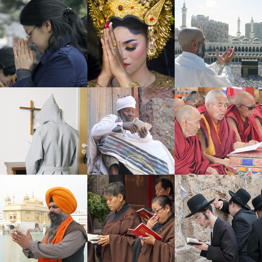 Gebete verschiedener Religionen